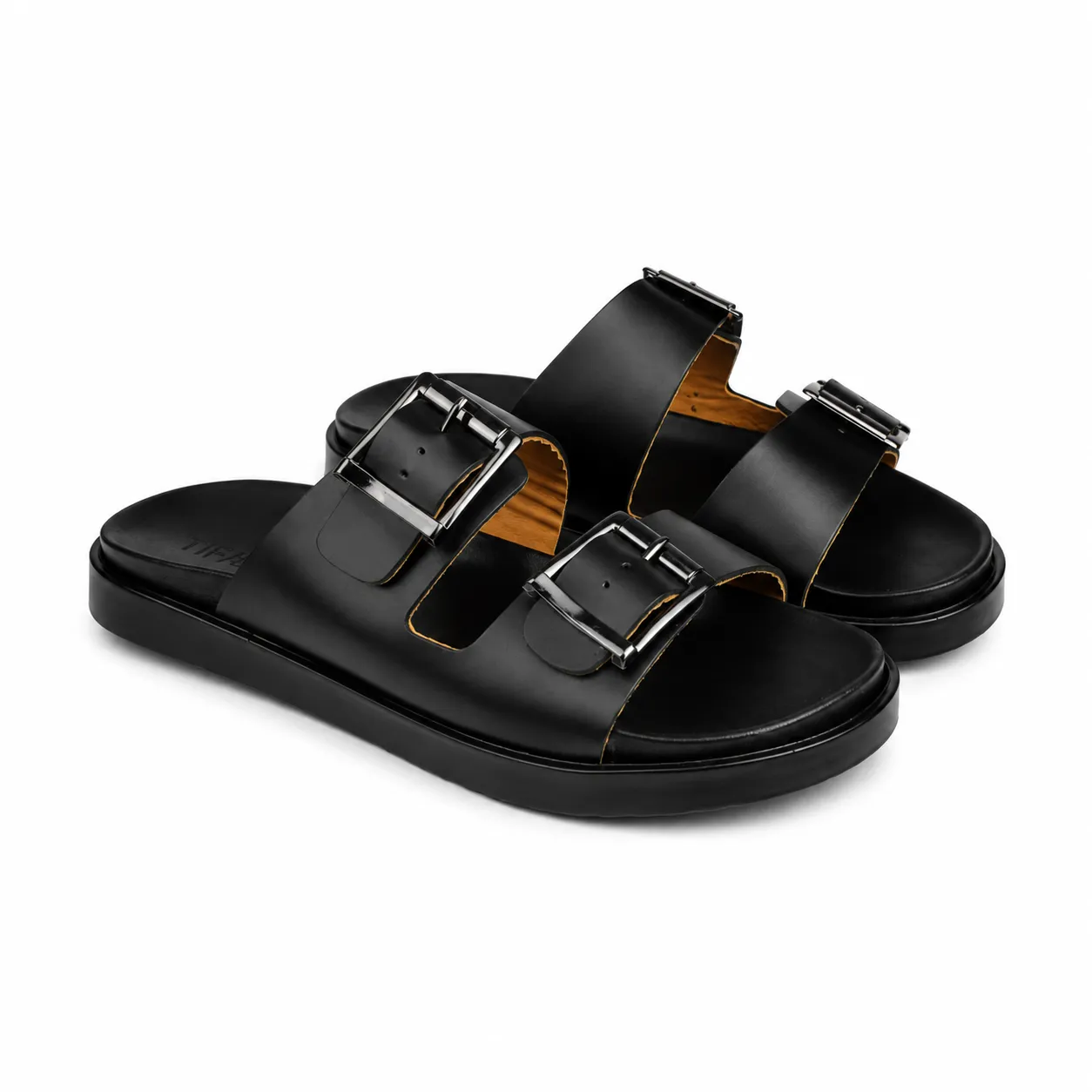 Sandale pour homme h02-1 noir cuir miniature